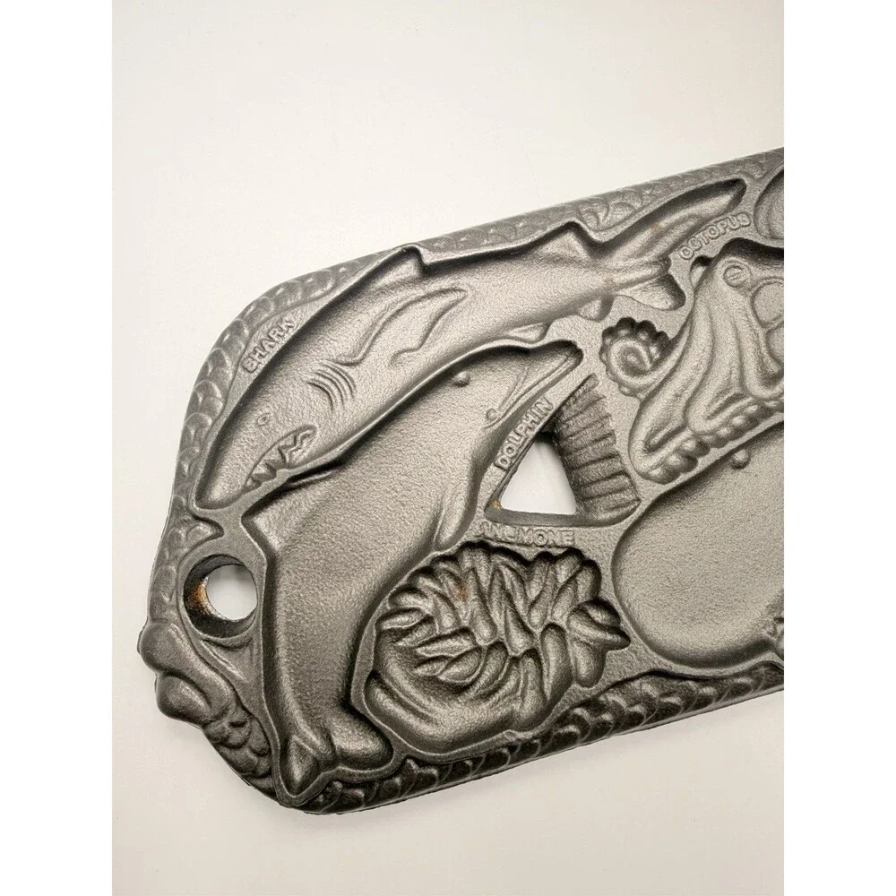 1989 John Wright Co Under the Sea Cast Iron Cookie Mold Vintage Double Sided USA
